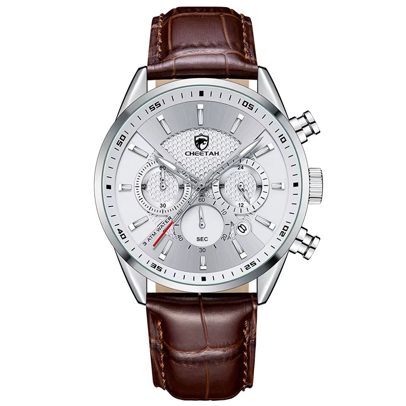 New  Mens Watches Top Luxury Brand Casual Quartz Watch Men Chronograph Waterproof Wristwatch Leather Date Sport Clock