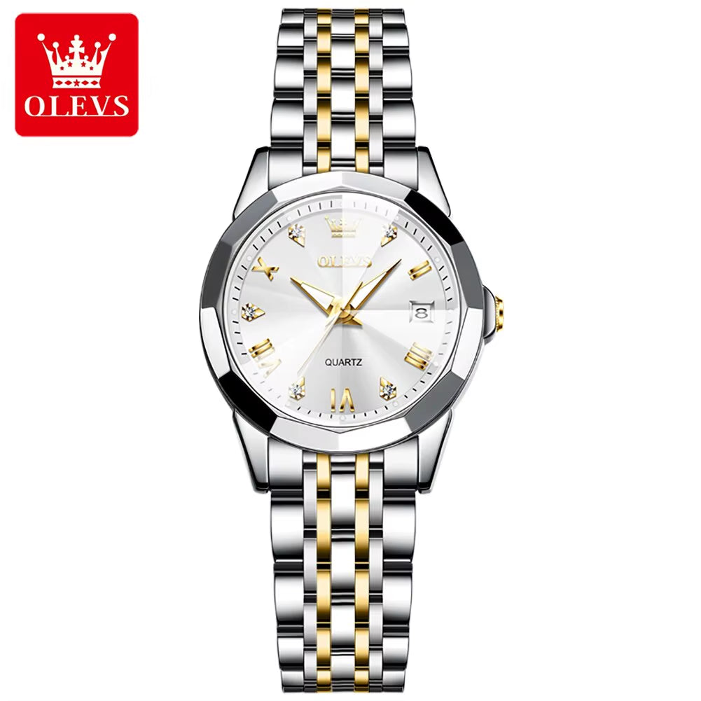 Top Brand Women'S Watches Elegant Rhombus Mirror Original Quartz Ladies Wristwatch Stainless Waterproof Diamond Wristwatch