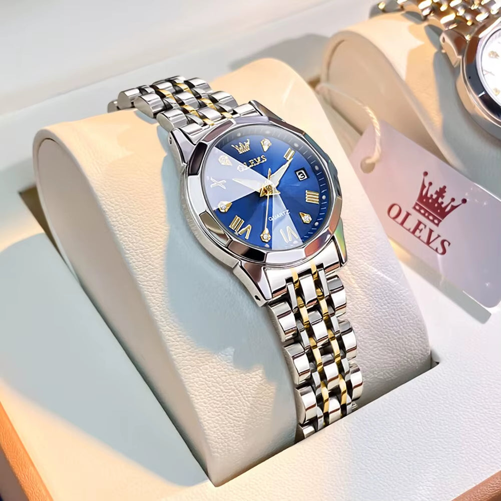 Top Brand Women'S Watches Elegant Rhombus Mirror Original Quartz Ladies Wristwatch Stainless Waterproof Diamond Wristwatch