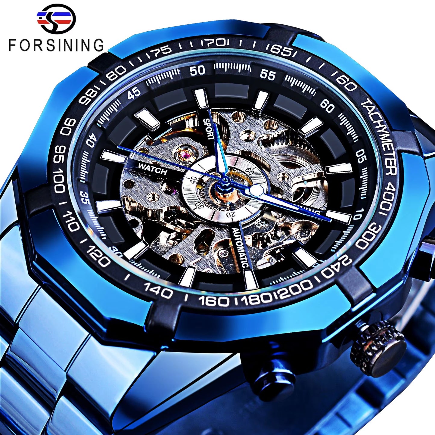 2021 Stainless Steel Waterproof Mens Skeleton Watches Top Brand Luxury Transparent Mechanical Sport Male Wrist Watches