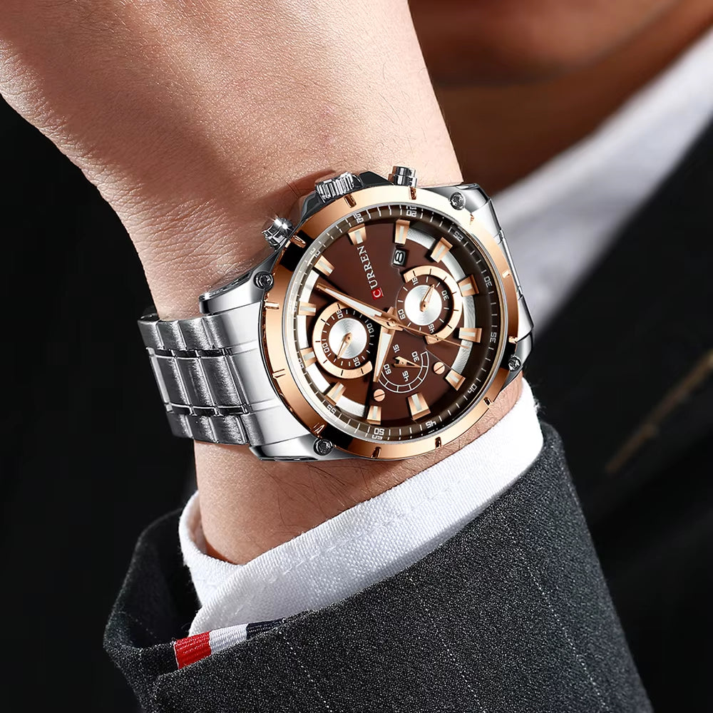 Mens Watches Fashion Top Brand Luxury Business Automatic Date Watch Men Casual Waterproof Watch Relogio Masculino+Box