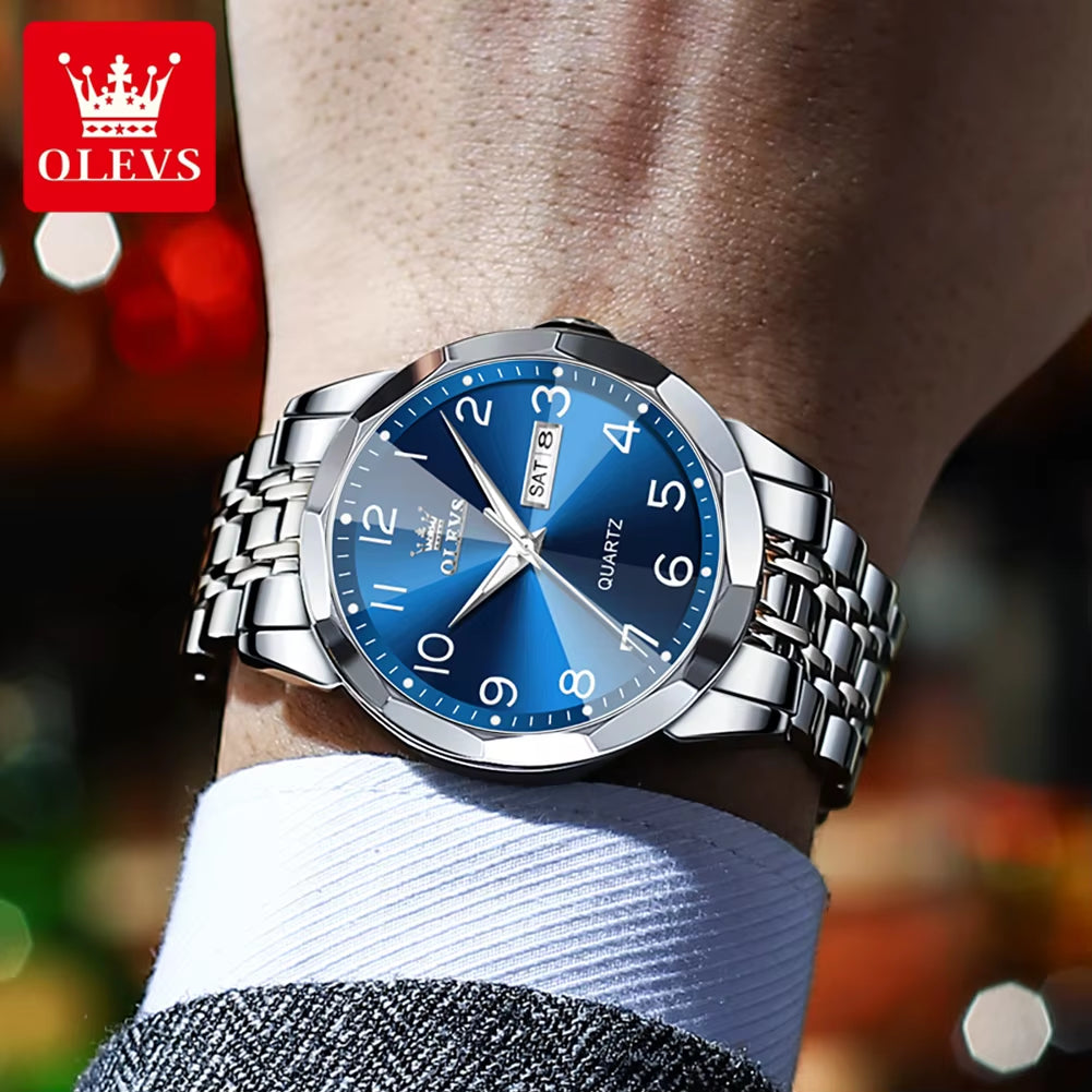 No.9970 Men'S Watches Rhombus Mirror Fashion Original Quartz Wristwatch Large Arabic Numeral Dial Waterproof Luminous