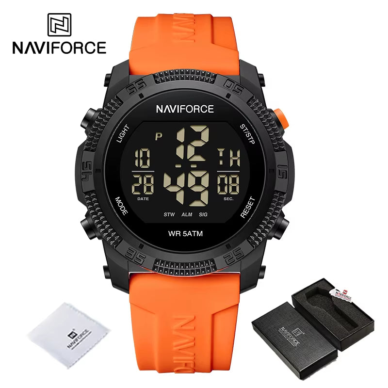 Men'S Fashion LCD Digital Wristwatch 50M Waterproof Sports Silicone Strap Watches for Man Casual Electronic Male Clock