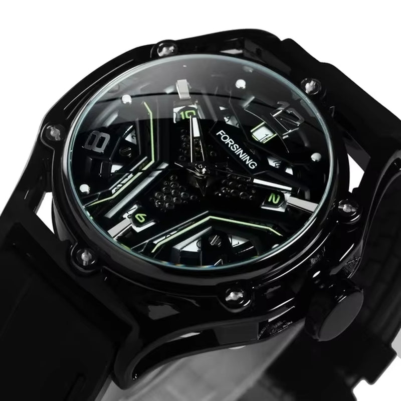 Mechanical Watches for Men Sports Calendar Hollow Dial Luminous Automatic Movement Mens Watch Relogios Masculino