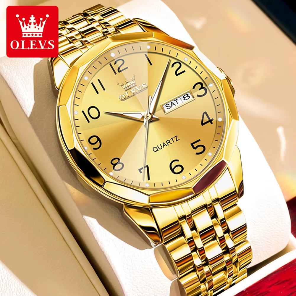 No.9970 Men'S Watches Rhombus Mirror Fashion Original Quartz Wristwatch Large Arabic Numeral Dial Waterproof Luminous