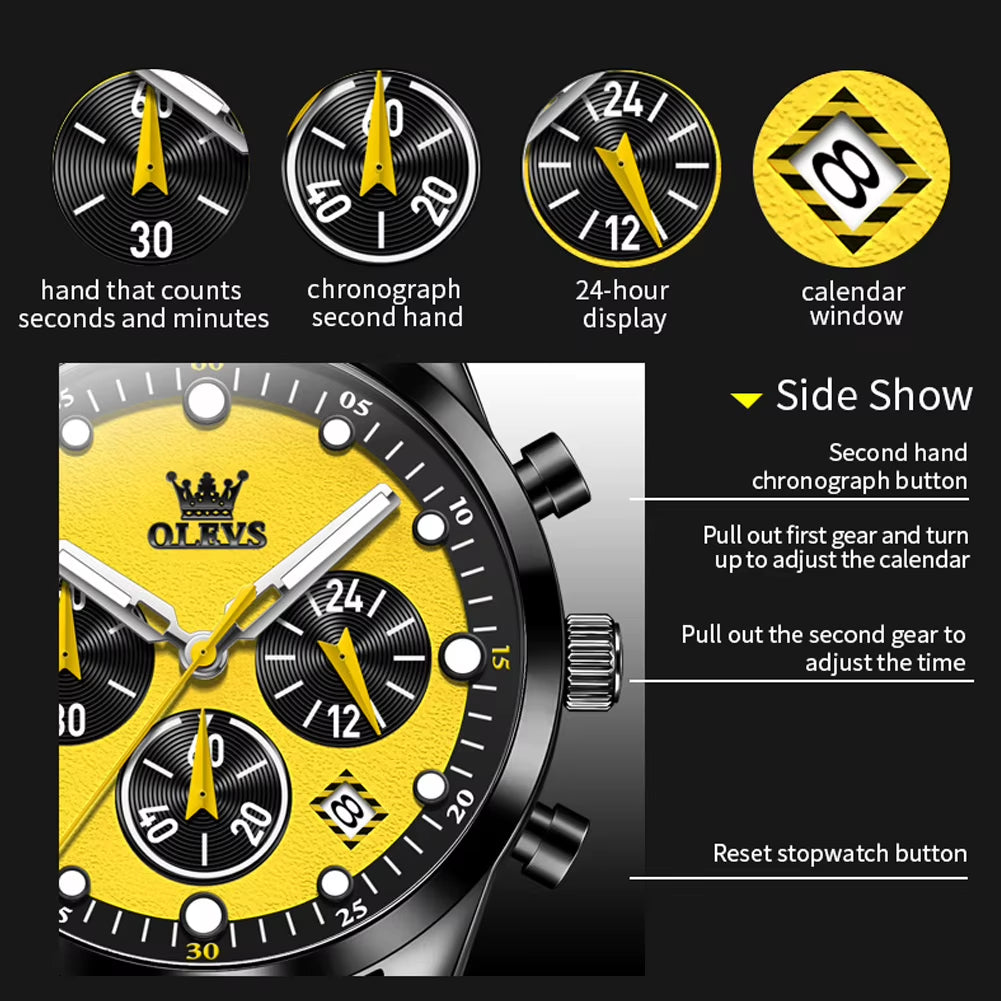 Top Brand Original Fashion Men'S Watches Multifunctional Silicone Adhesive Tape Quartz Watch Luminous Calendar Wristwatch