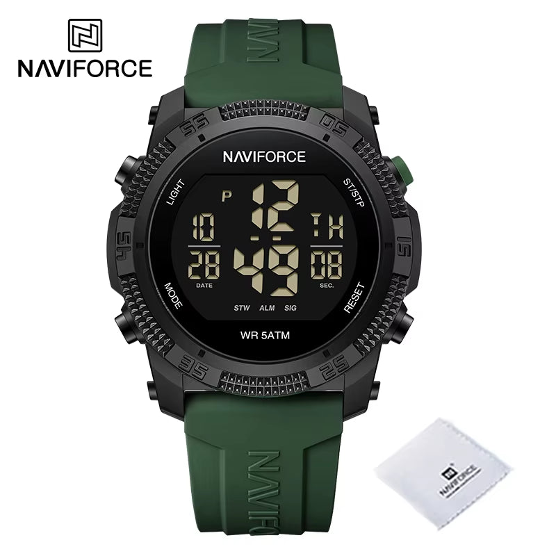 Men'S Fashion LCD Digital Wristwatch 50M Waterproof Sports Silicone Strap Watches for Man Casual Electronic Male Clock