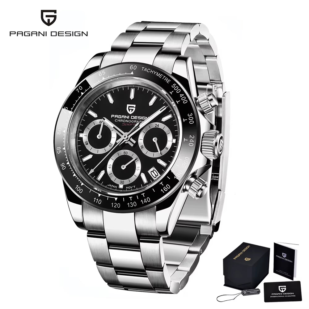 PAGANI DESIGN 2024 New Men Sports Quartz Watches Sapphire Stainless Steel Top Brand Luxury Watch Chronograph VK63 Reloj Hombre