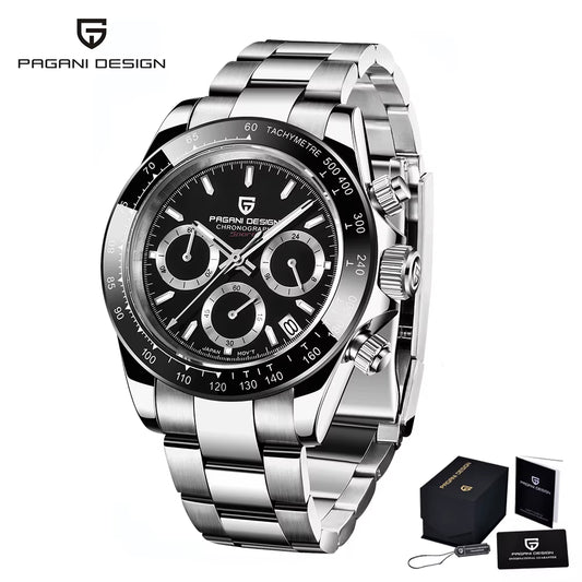 PAGANI DESIGN 2024 New Men Sports Quartz Watches Sapphire Stainless Steel Top Brand Luxury Watch Chronograph VK63 Reloj Hombre