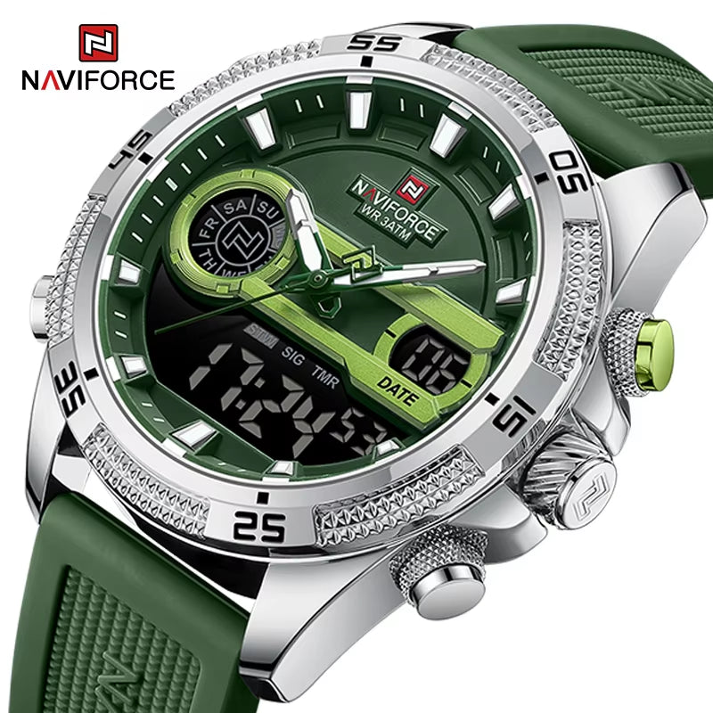 Casual Wild Silicone Strap Man'S Wristwatch Luminous Sports Water Resistant Dual Display Quartz Watches for Men NF9223